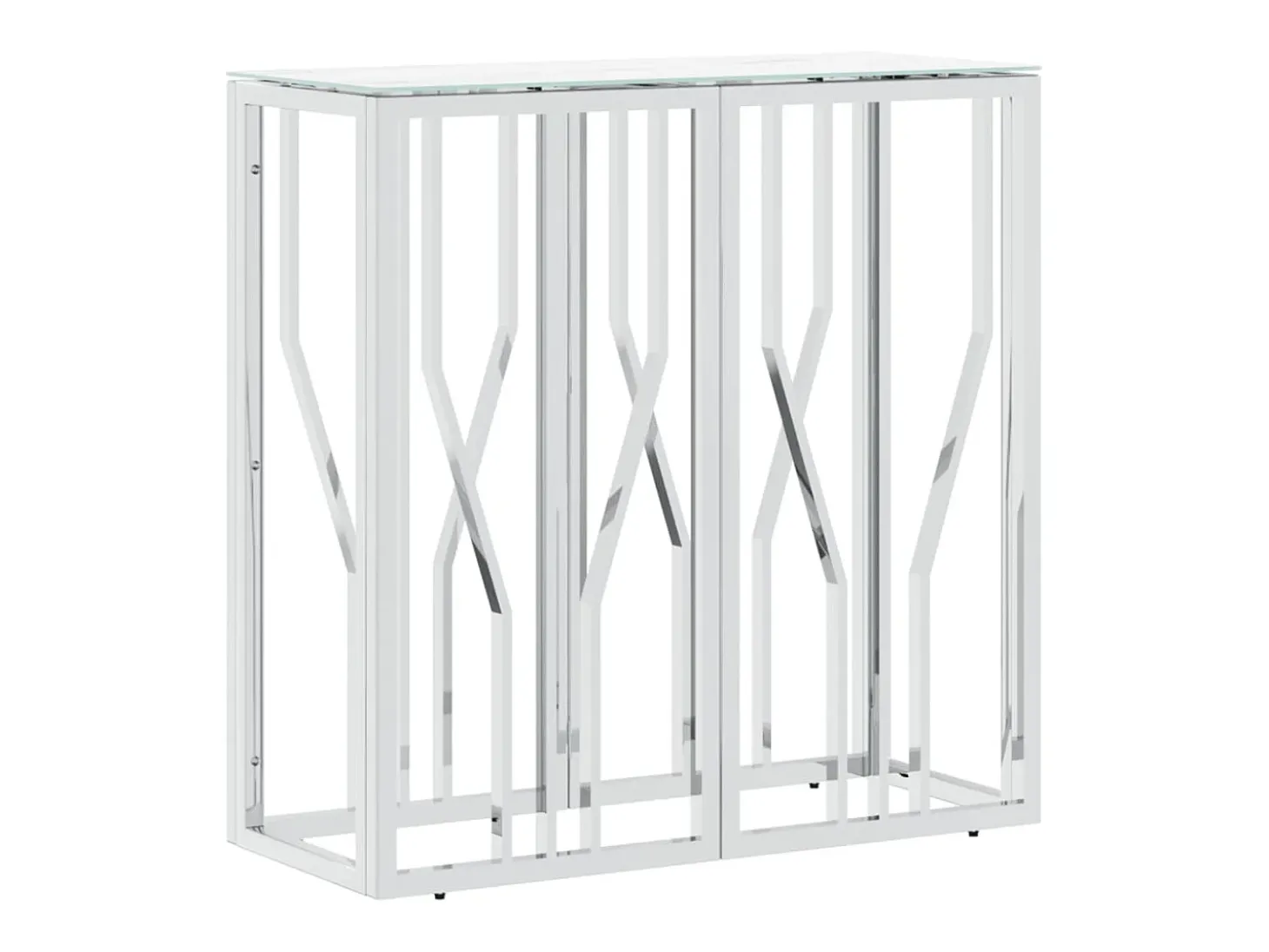 Mesa consola 70x30x70 cm aço inoxidável e vidro prateado PT948261