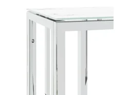 Mesa consola 70x30x70 cm aço inoxidável e vidro prateado PT948261