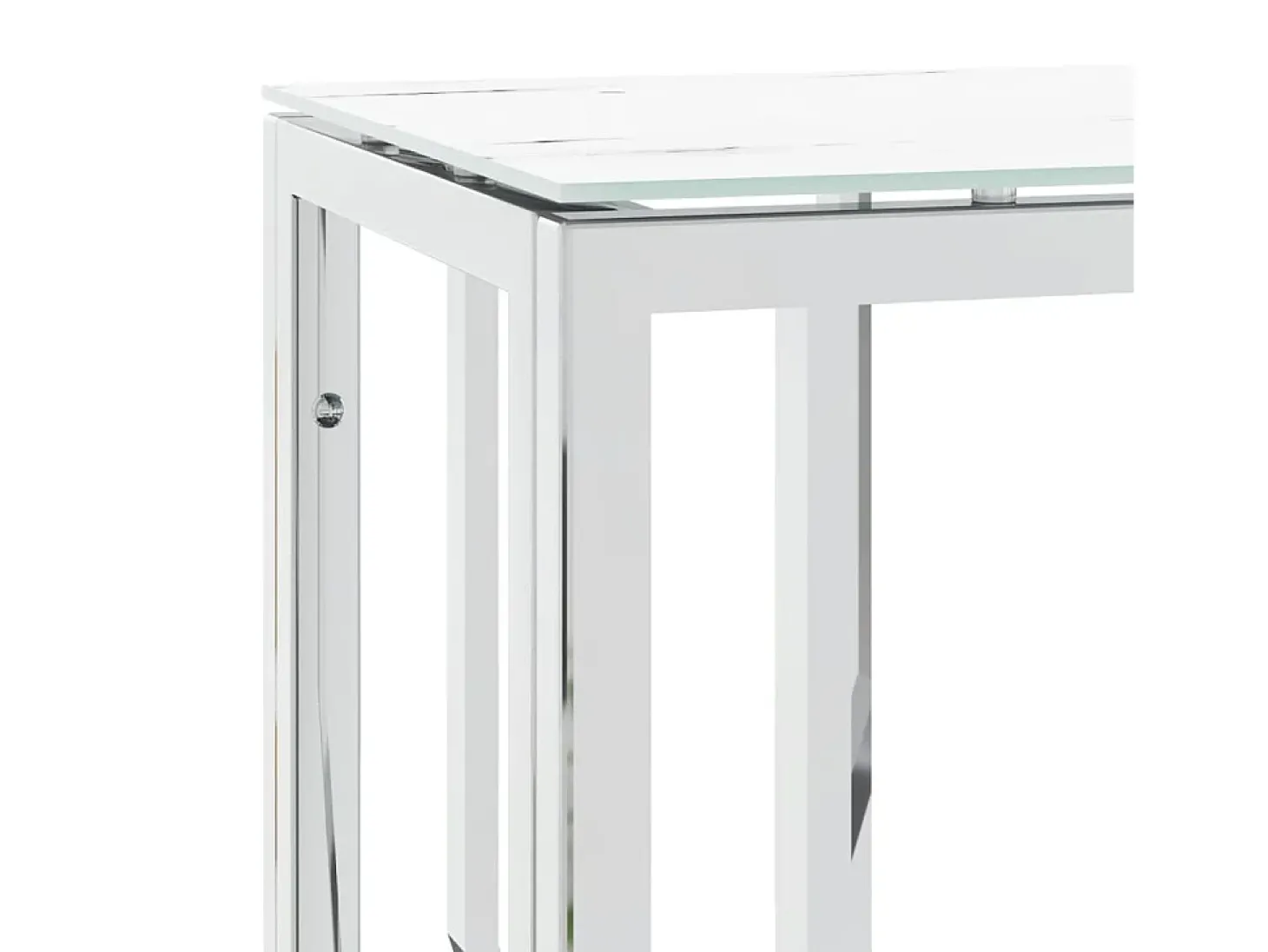 Mesa consola 70x30x70 cm aço inoxidável e vidro prateado