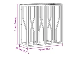 Mesa consola 70x30x70 cm aço inoxidável e vidro prateado
