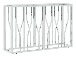 Mesa consola 110x30x70 cm aço inoxidável e vidro PT183754