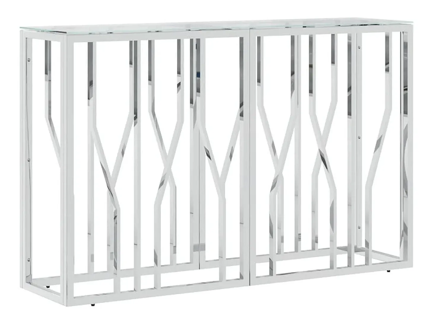 Mesa consola 110x30x70 cm aço inoxidável e vidro PT183754