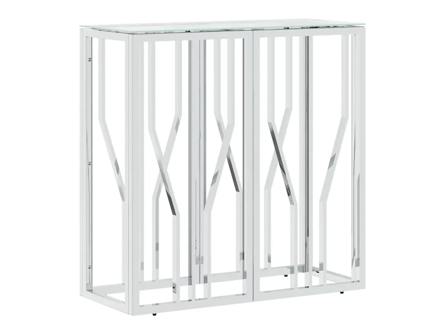 Mesa consola 70x30x70 cm aço inoxidável e vidro