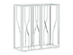 Mesa consola 70x30x70 cm aço inoxidável e vidro PT749282