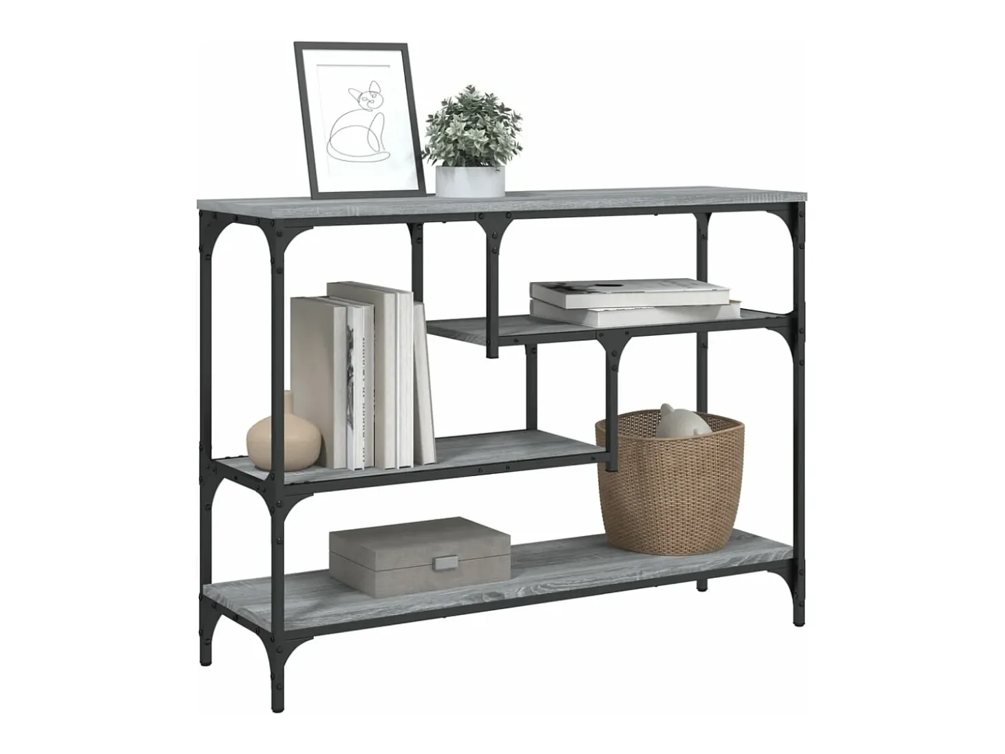 Mesa consola 100x30x75 cm derivados de madeira cinzento sonoma PT225922