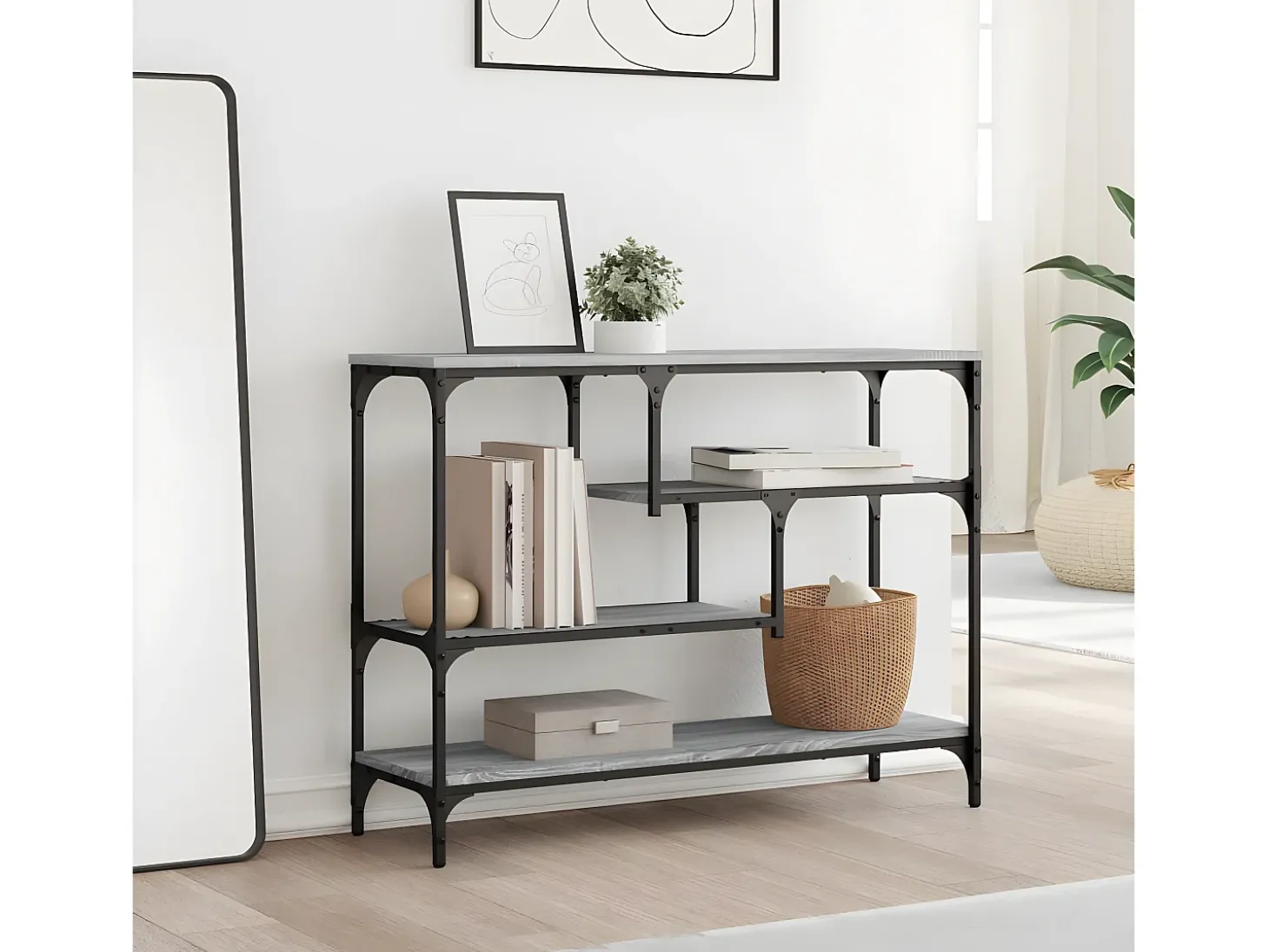 Mesa consola 100x30x75 cm derivados de madeira cinzento sonoma PT225922