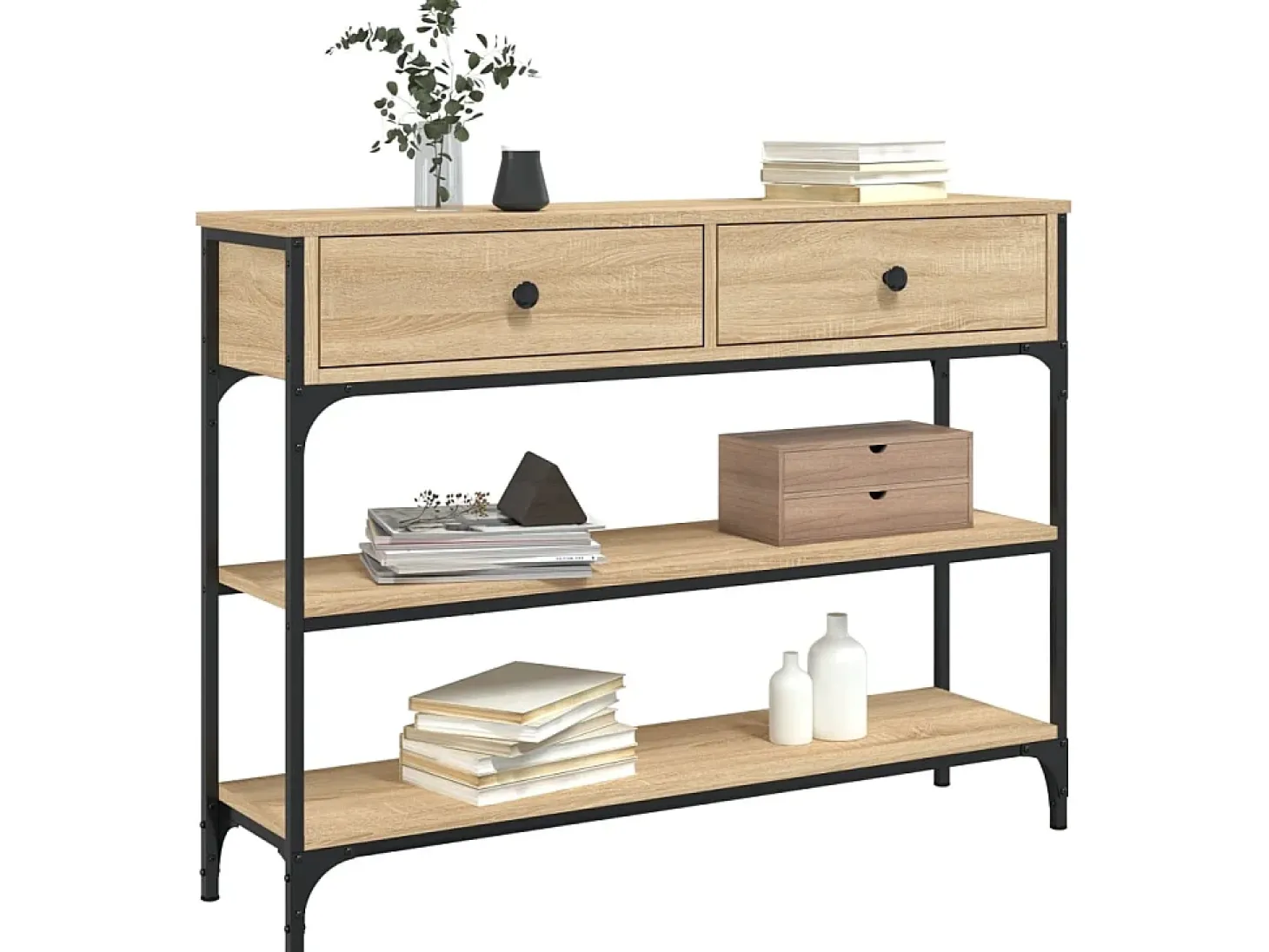 Mesa consola 100x25x75 cm derivados de madeira carvalho sonoma PT604393