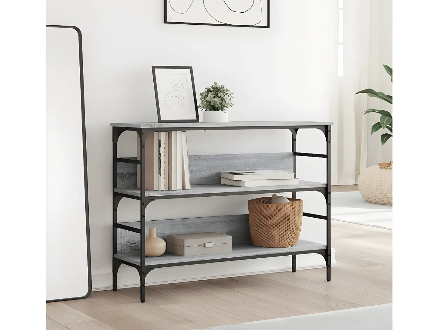 Mesa consola 100x32x75 cm derivados de madeira cinzento sonoma PT207000