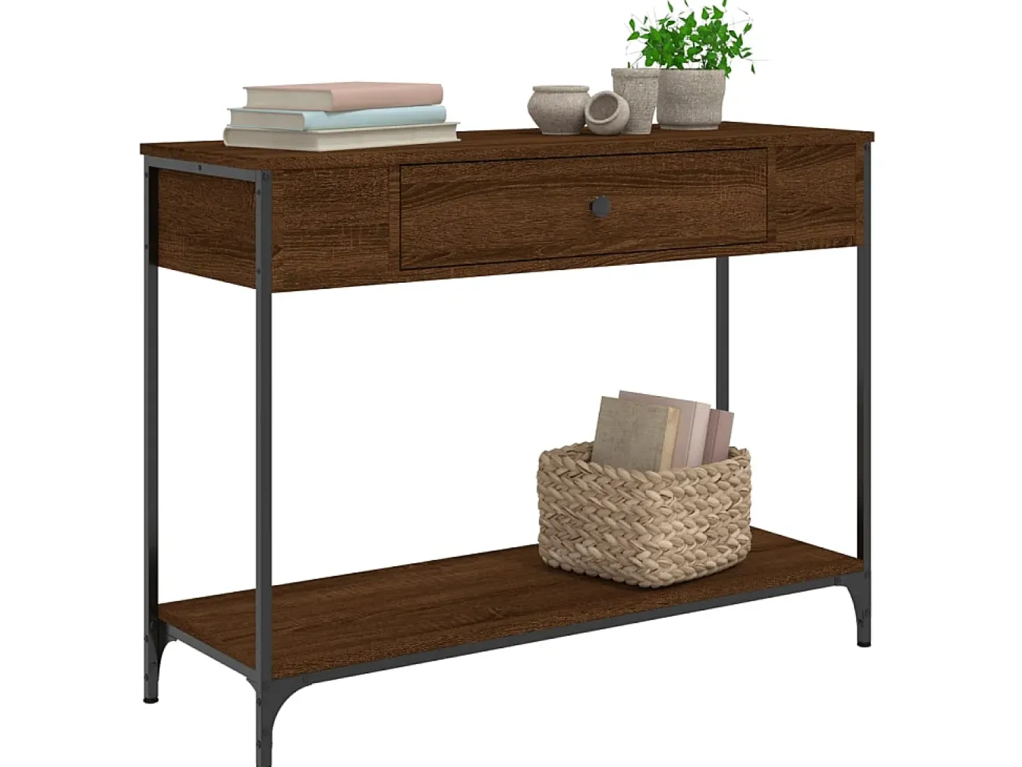 Mesa consola 100x34,5x75 cm derivados madeira carvalho castanho PT306007