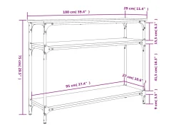 Mesa consola 100x29x75 cm derivados de madeira cinzento sonoma