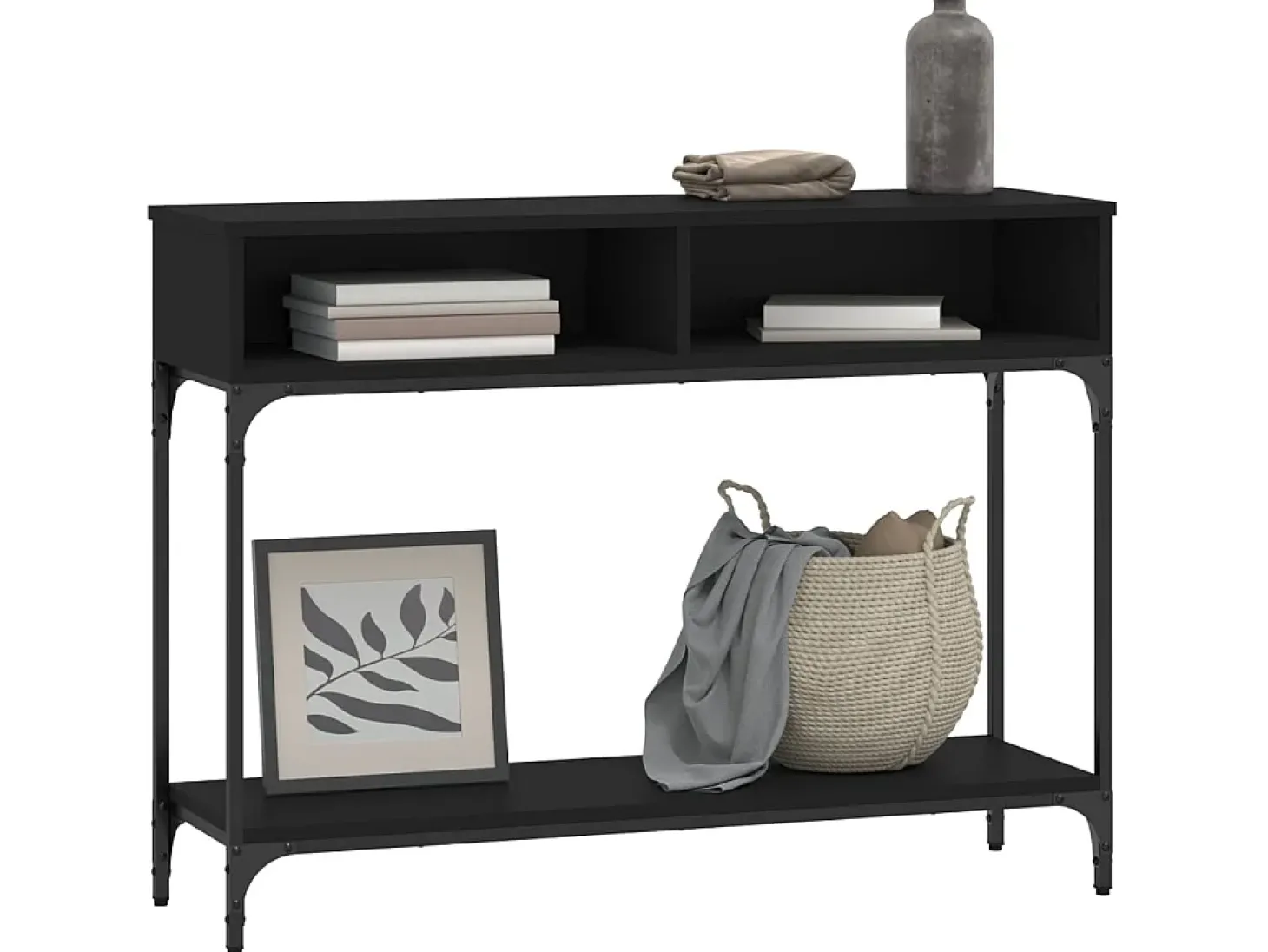 Mesa consola 100x30,5x75 cm derivados de madeira preto PT749724