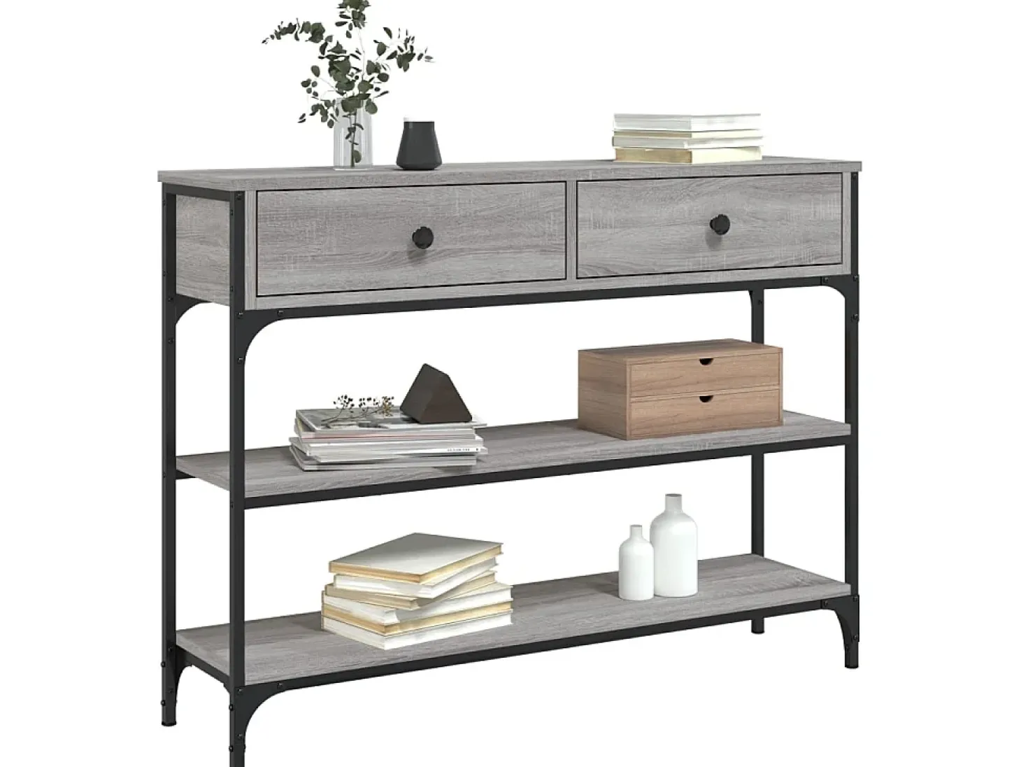Mesa consola 100x25x75 cm derivados de madeira cinzento sonoma PT916269