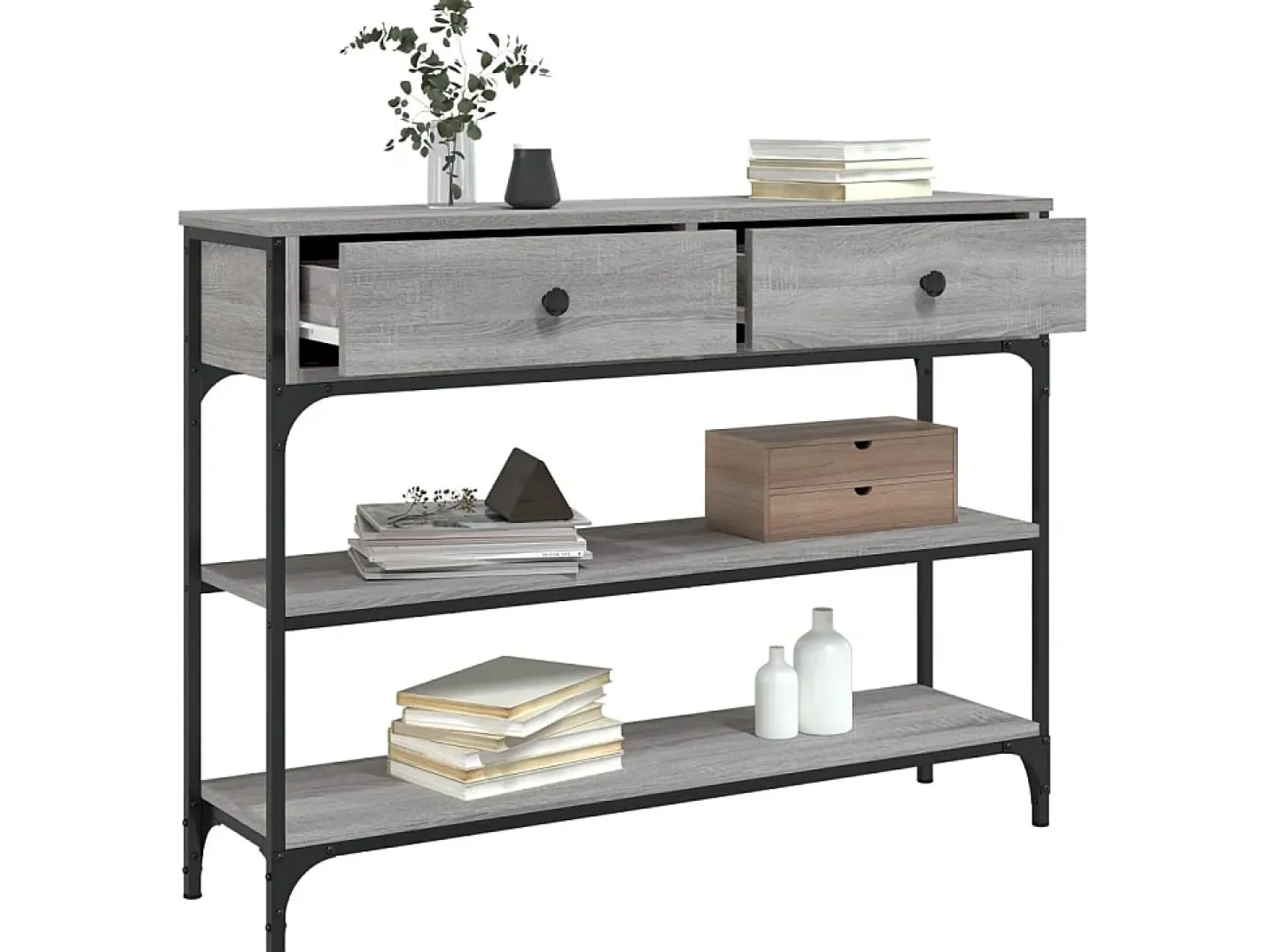Mesa consola 100x25x75 cm derivados de madeira cinzento sonoma PT916269