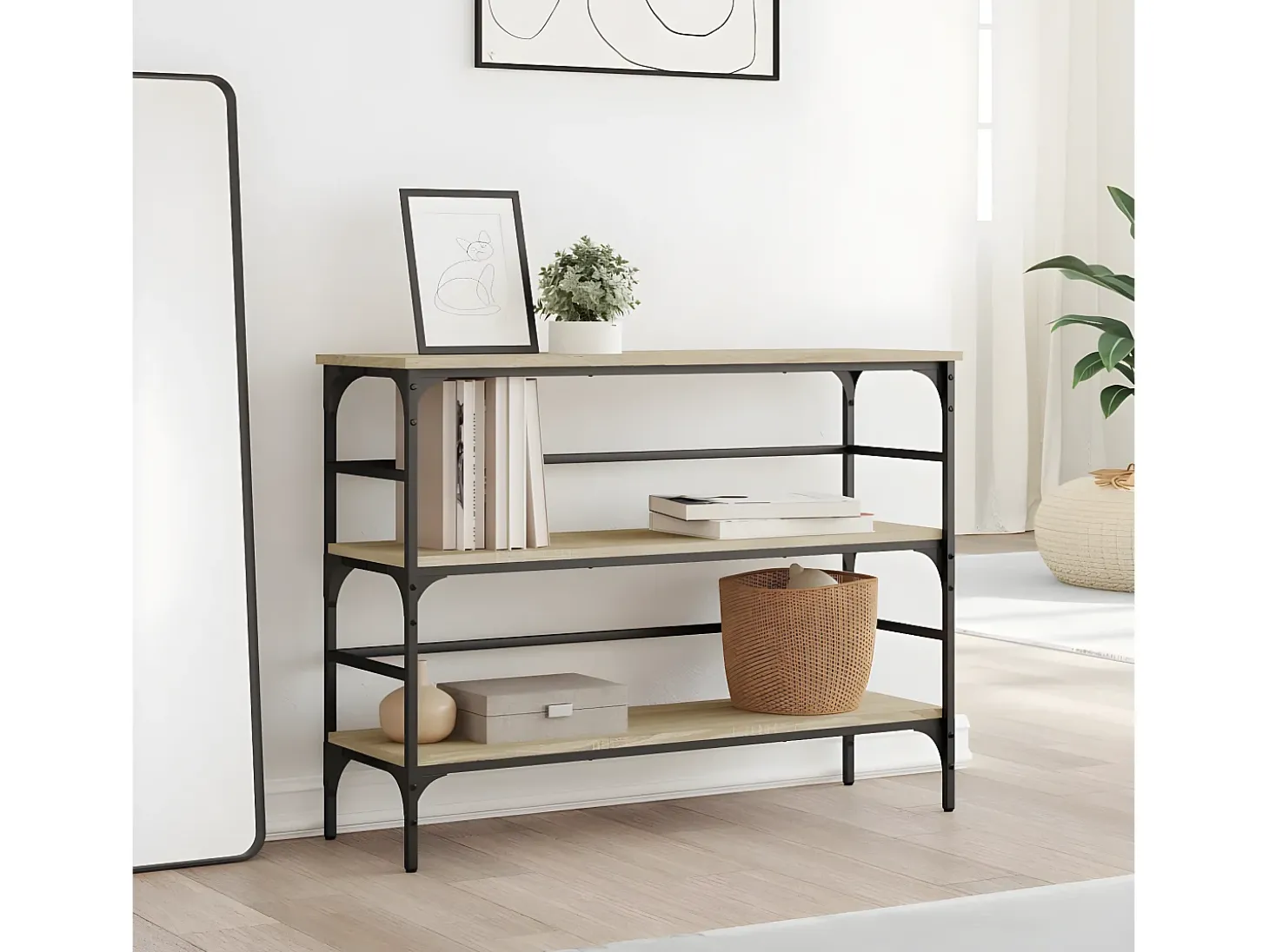 Mesa consola 100x32x75 cm derivados de madeira carvalho sonoma PT192649