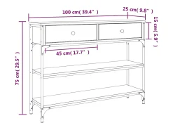 Mesa consola 100x25x75 cm derivados de madeira cinzento sonoma
