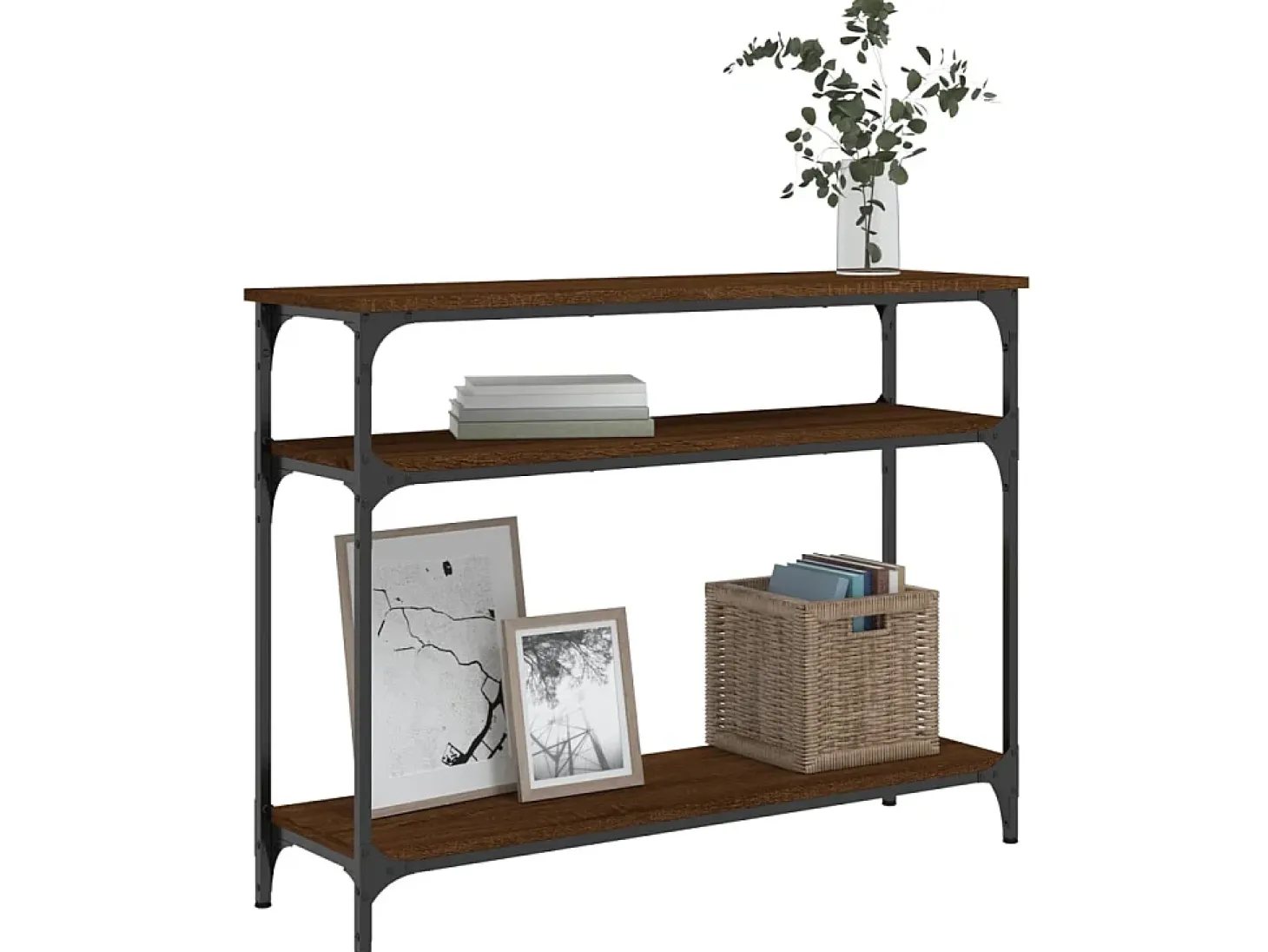 Mesa consola 100x29x75 cm derivados madeira carvalho castanho PT608357