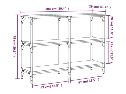Mesa consola 100x29x75 cm derivados de madeira carvalho fumado