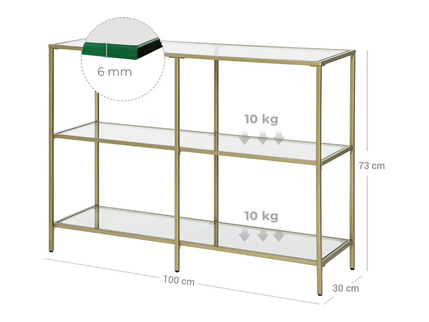 Mesa Consola 100x30x73 cm Dourado