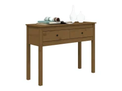 Mesa consola 100x35x75 cm madeira de pinho maciça castanho mel PT438865