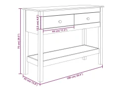 Mesa consola 100x35x75 cm pinho maciço branco