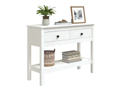 Mesa consola 100x35x75 cm pinho maciço branco PT542748
