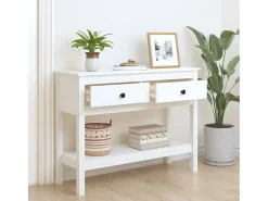 Mesa consola 100x35x75 cm pinho maciço branco PT542748