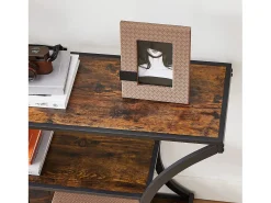 Mesa Consola 120x30x80 cm Preto Vintage Castanho