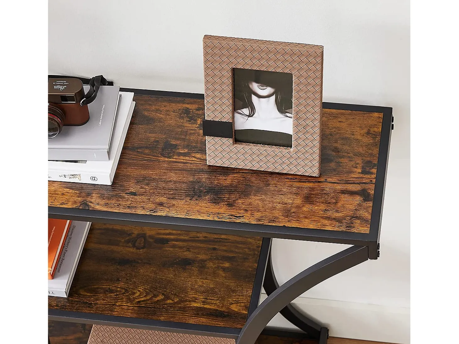 Mesa Consola 120x30x80 cm Preto Vintage Castanho