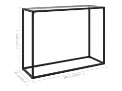 Mesa consola 100x35x75 cm vidro temperado transparente