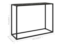 Mesa consola 100x35x75 cm vidro temperado preto