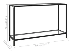 Mesa consola 120x35x75 cm vidro temperado transparente
