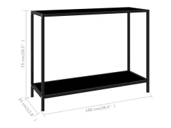 Mesa consola 100x35x75 cm vidro temperado preto