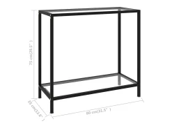 Mesa consola 80x35x75 cm vidro temperado transparente