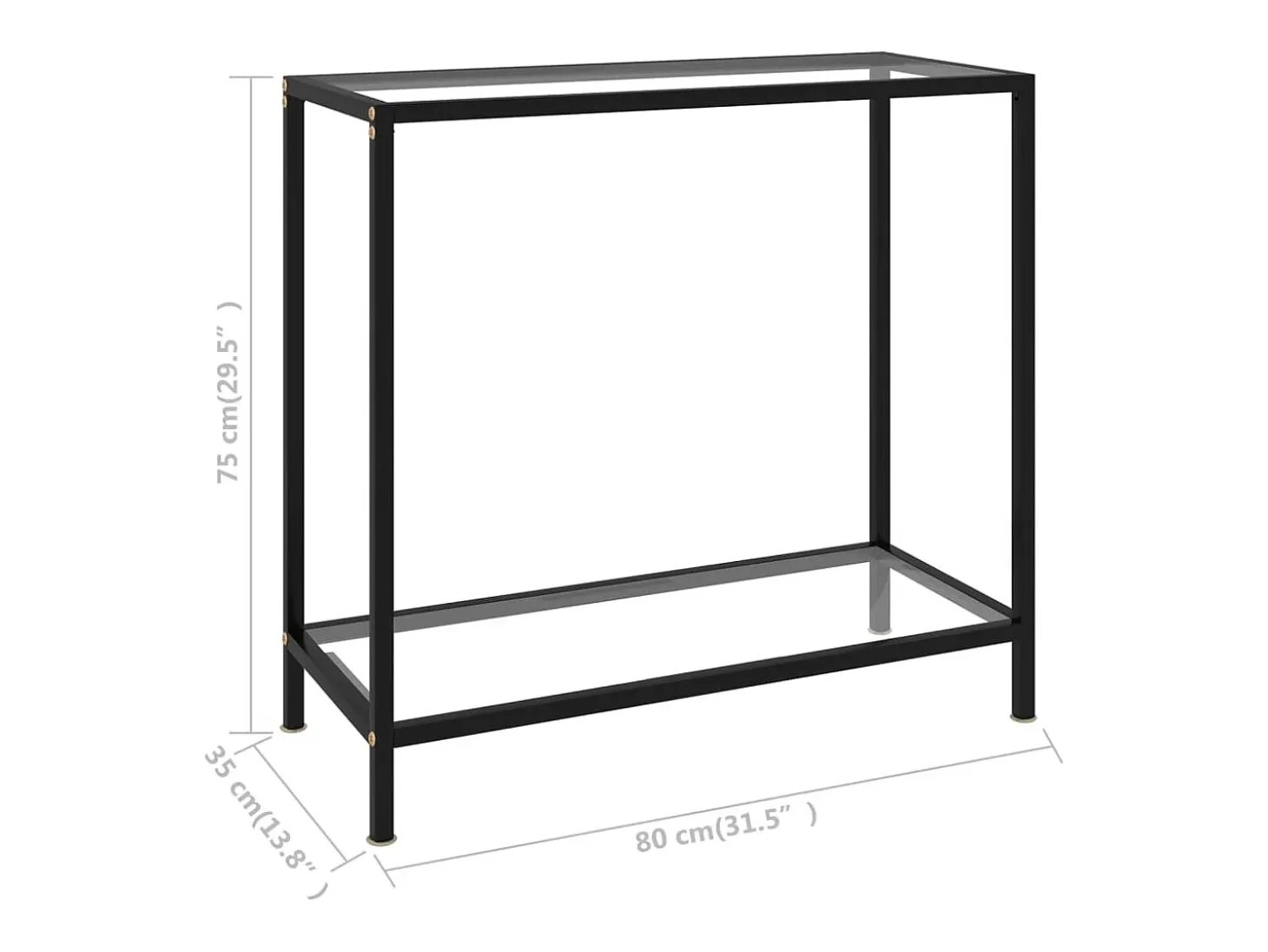 Mesa consola 80x35x75 cm vidro temperado transparente
