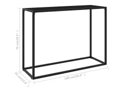 Mesa consola 100x35x75 cm vidro temperado preto