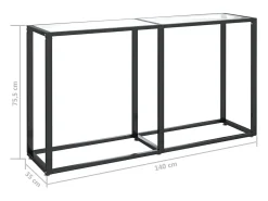 Mesa consola 140x35x75,5 cm vidro temperado transparente