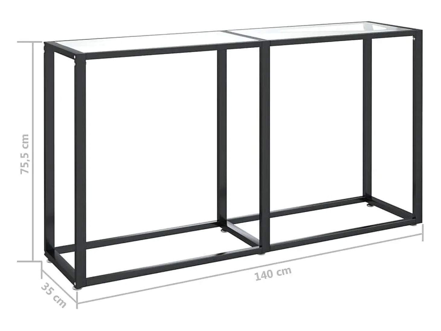 Mesa consola 140x35x75,5 cm vidro temperado transparente