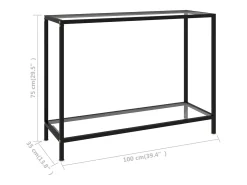 Mesa consola 100x35x75 cm vidro temperado transparente