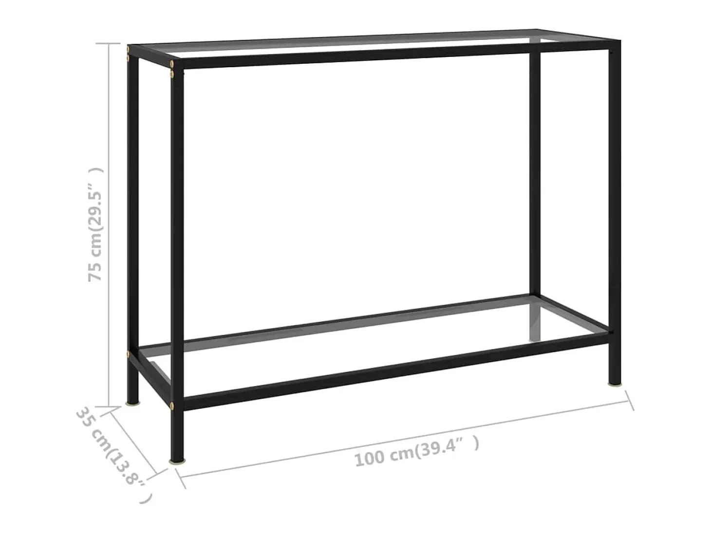 Mesa consola 100x35x75 cm vidro temperado transparente