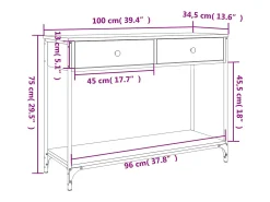 Mesa consola 100x34,5x75cm derivados de madeira cinzento sonoma