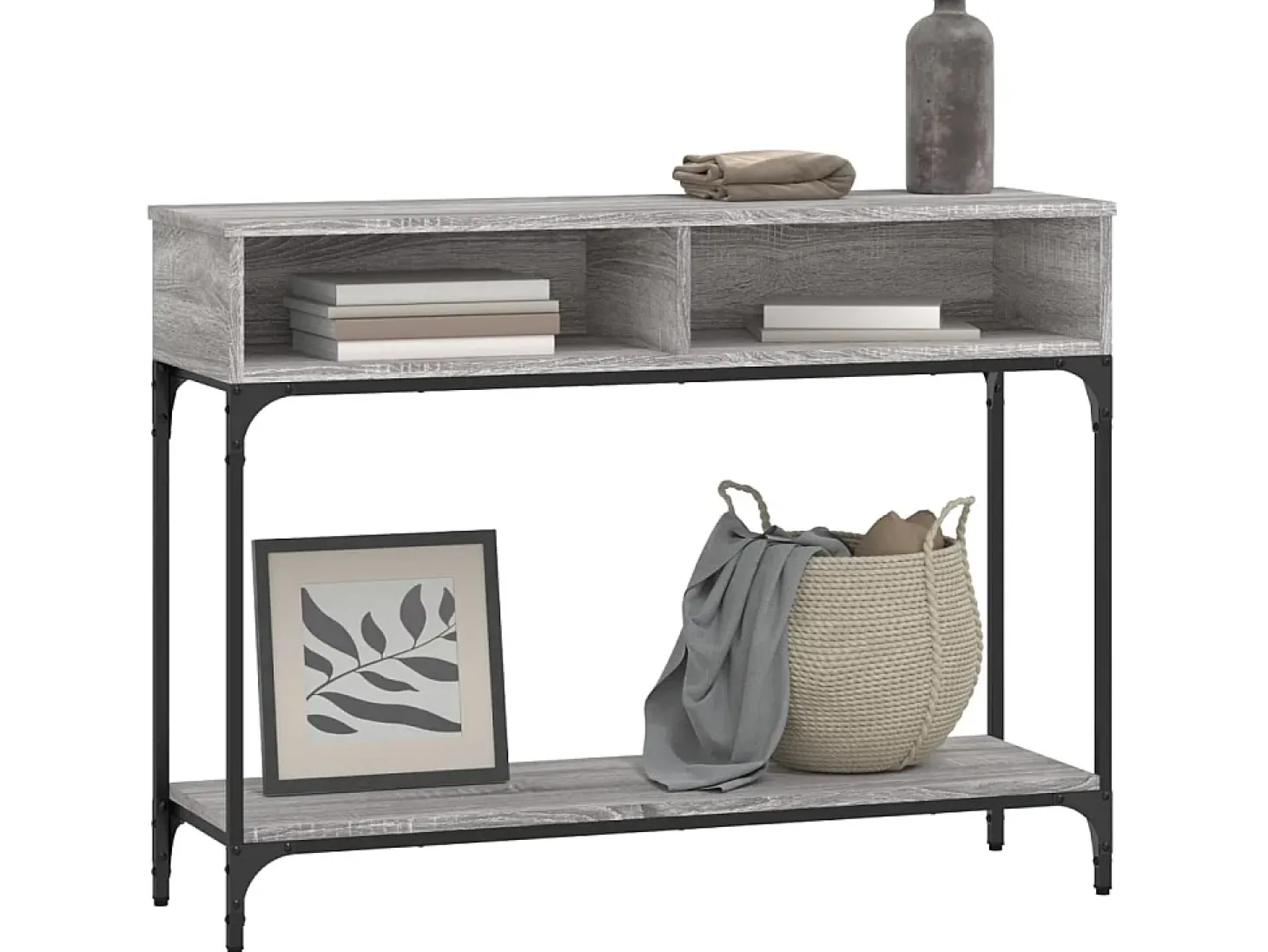 Mesa consola 100x30,5x75cm derivados de madeira cinzento sonoma PT662377