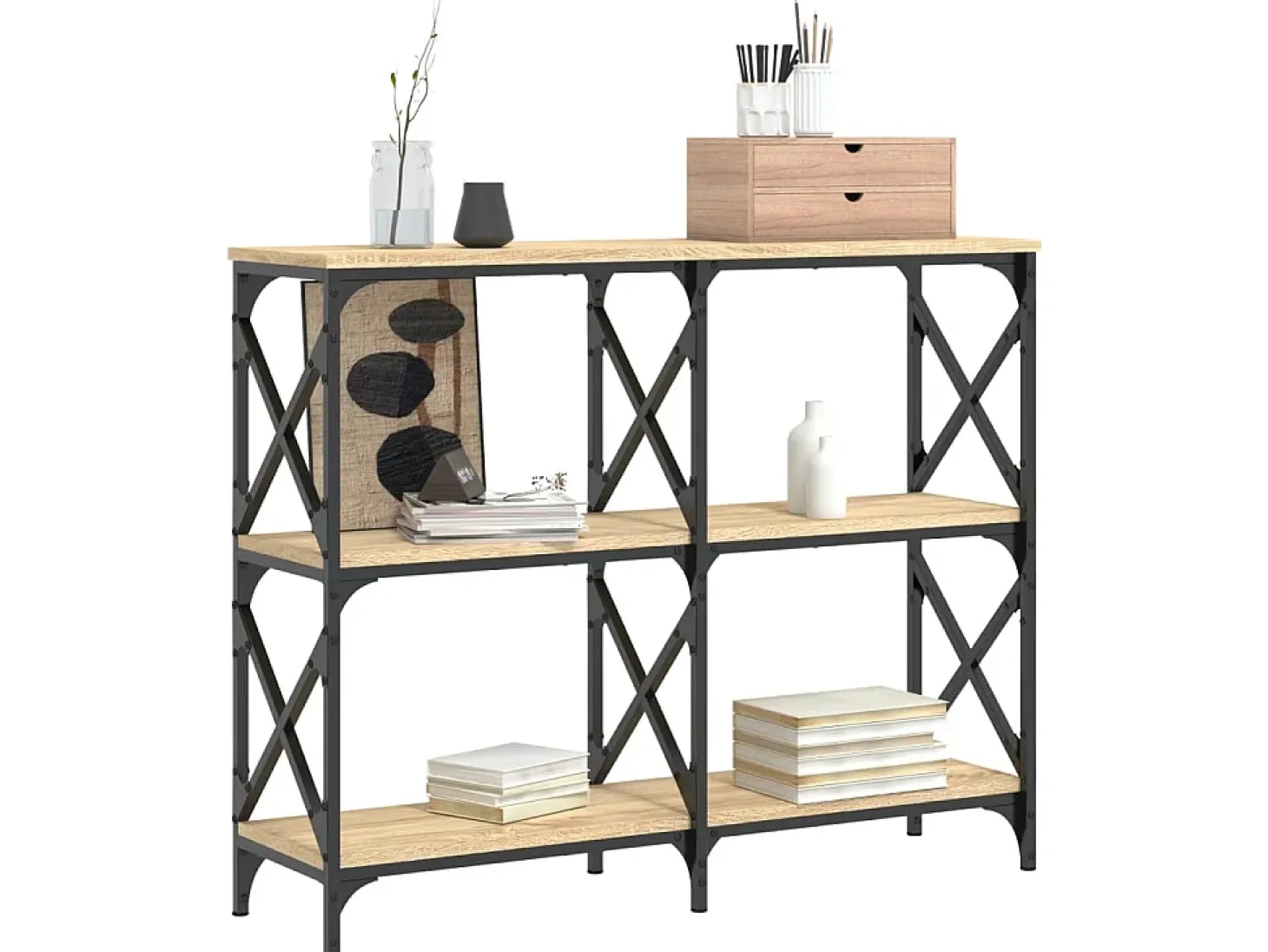 Mesa consola 100x28x80,5cm derivados de madeira carvalho sonoma PT802798
