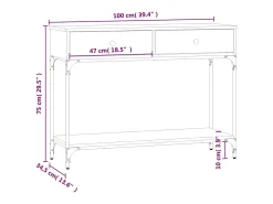 Mesa consola 100x34,5x75cm derivados de madeira cinzento sonoma