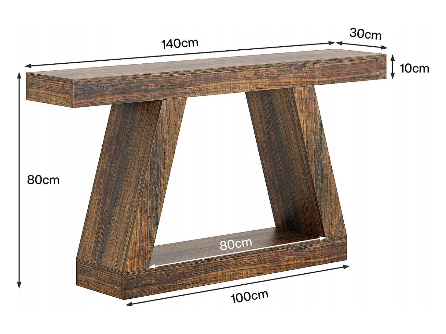 Mesa Console 140 x 30 x 80 cm, Mesa auxiliar, Mesa de corredor, Mesa Console com Espaço de Armazenamento na entrada