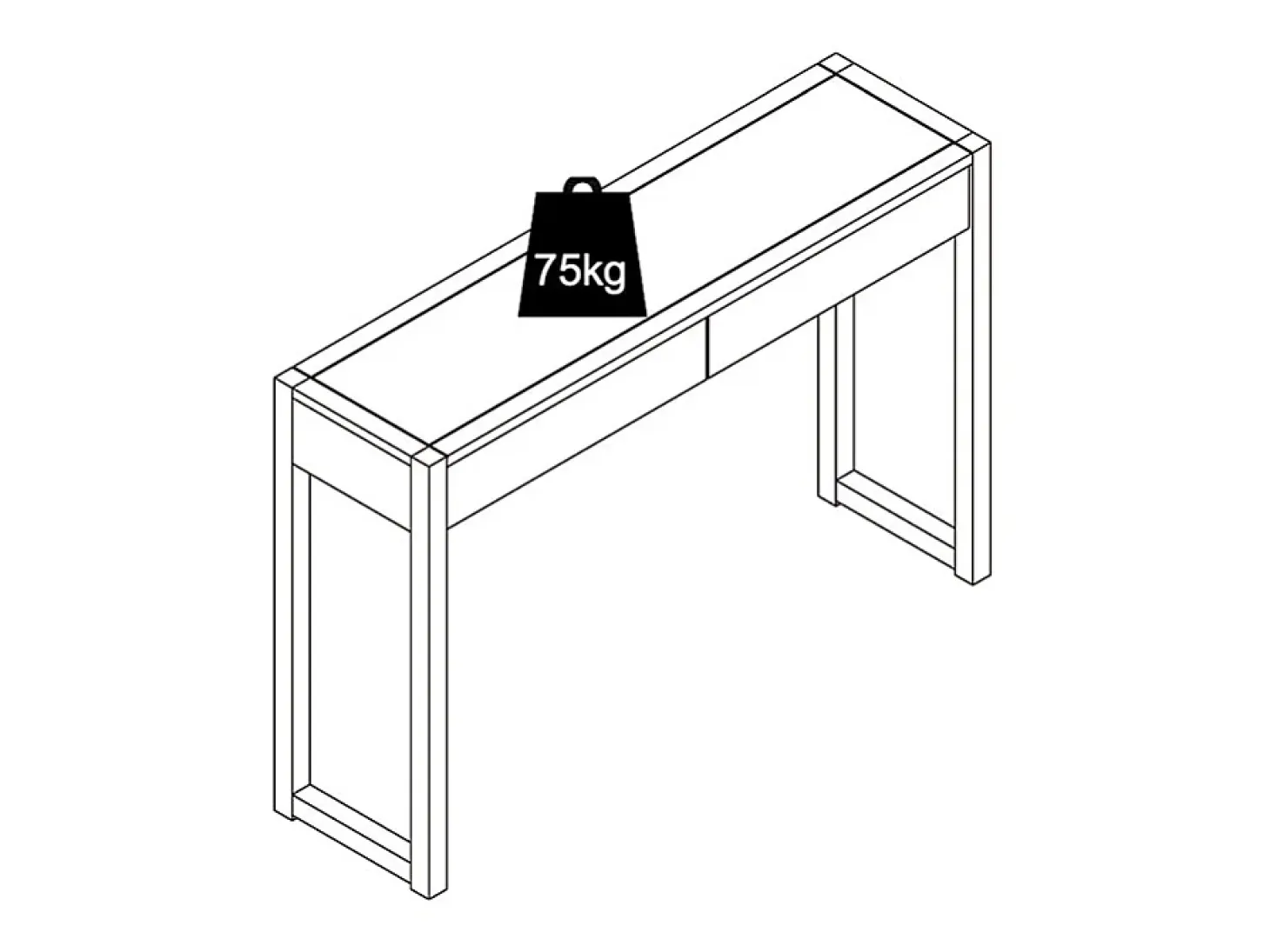 Mesa console com 2 gavetas em cor natural - NELIZAR