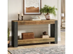 Mesa Console de 160 cm de Comprimento para Entrada, Mesa de Entrada em Madeira Rústica para Sala