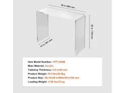 Mesa Console em Ácrílico SucceBuy, Mesa Auxiliar Transparente para Hall de Entrada, 97 X 38 X 74 CM
