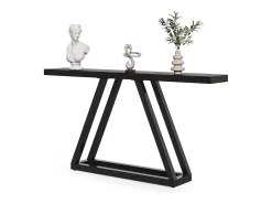 Mesa Console Estreita de 160 cm, Mesa para Sofá Longa para Trás do Sofá para Entrada, Corredor, Sala de Estar, Preta