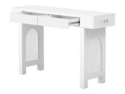 Mesa console 120x35,5x76,5cm - con 2 gavetas - con tomada de corrente - MDF - Branco