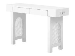 Mesa console 120x35,5x76,5cm - con 2 gavetas - con tomada de corrente - MDF - Branco